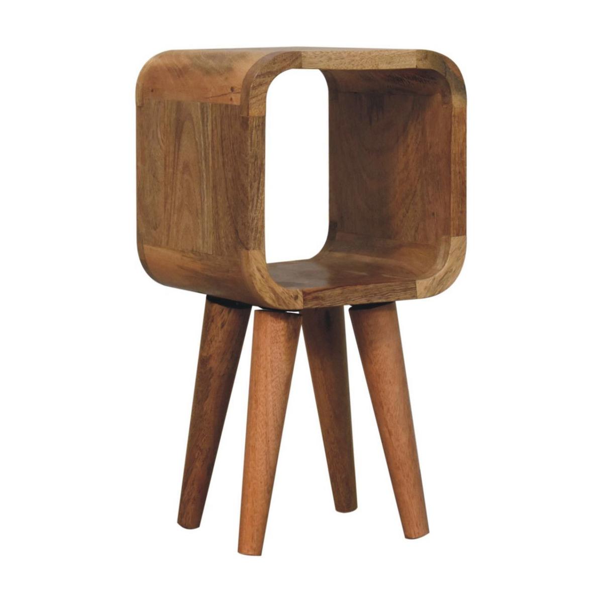 NACHTTISCH Massivholz Extra Mini Minimalistisch Gebogen Oak-ish, Offenes Fach, Hellbraun - Hellbraun, Mangoholz/Holz (20/40/20cm) - Artisan Furniture