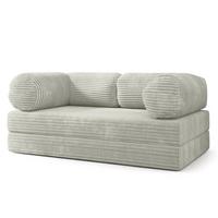 BETTSOFA ALVIO aus Schaumstoff Kordstoff Hellgrau Schlaffunktion - Hellgrau, Textil (170/68/80cm) - MASSENO