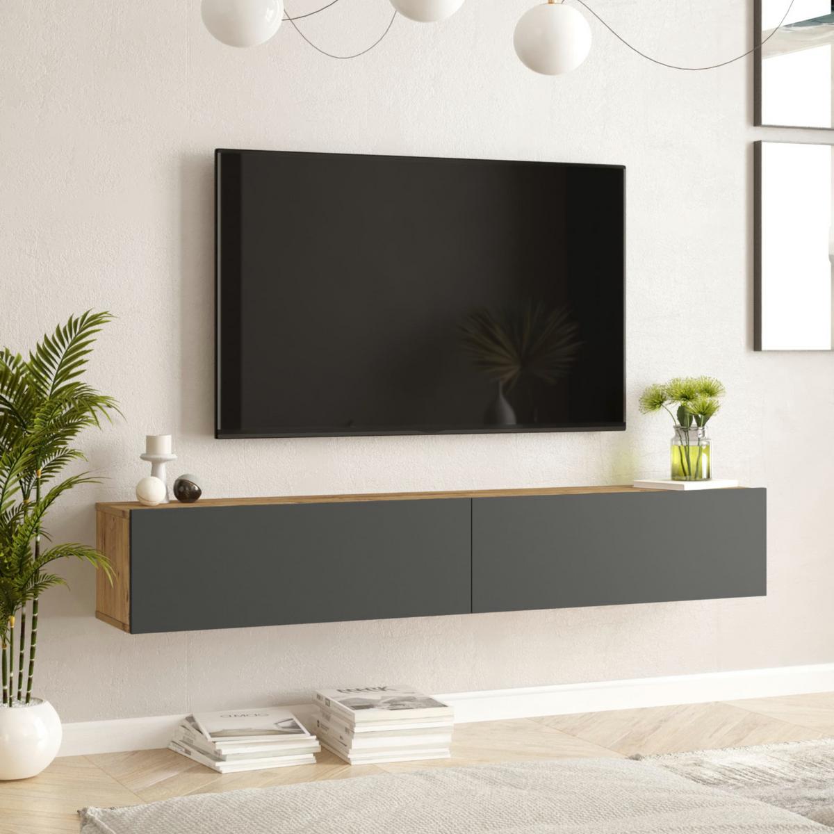 TV-ELEMENT Lapinlahti - Dunkelgrau, Holzwerkstoff (180/29.5/31.5cm) - [en.casa]