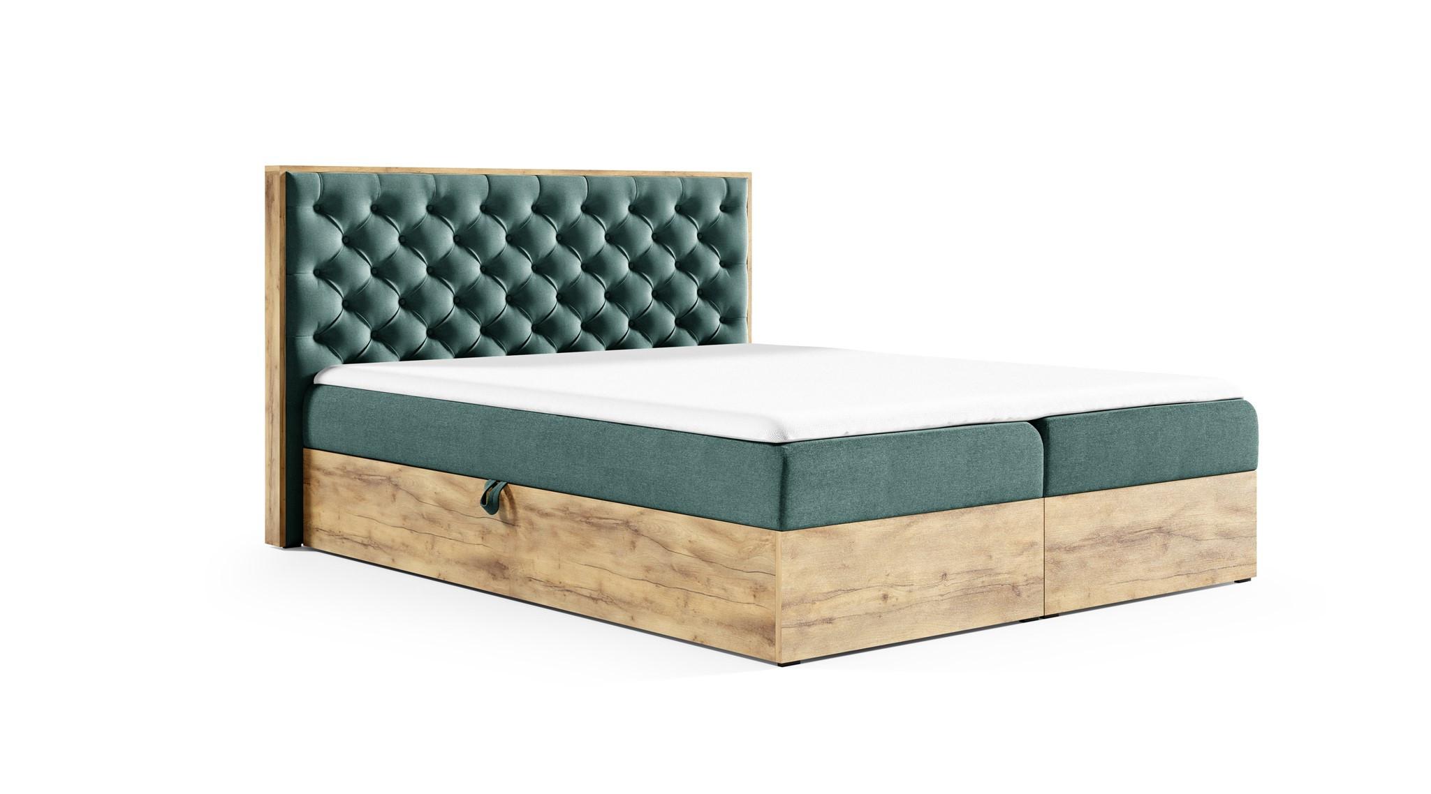 BOXBETT Diona Faro - Grün, Holzwerkstoff/Textil (200/200cm) - Fun Möbel