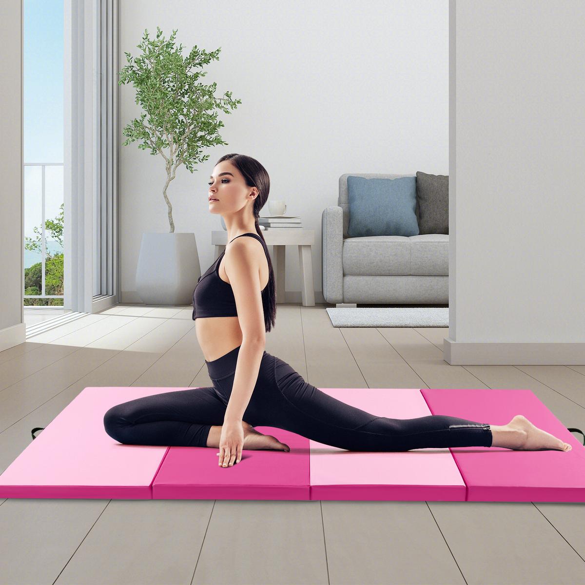 GYMNASTIKMATTE Rosenrot - Pink, Leder (300/117cm) - COSTWAY