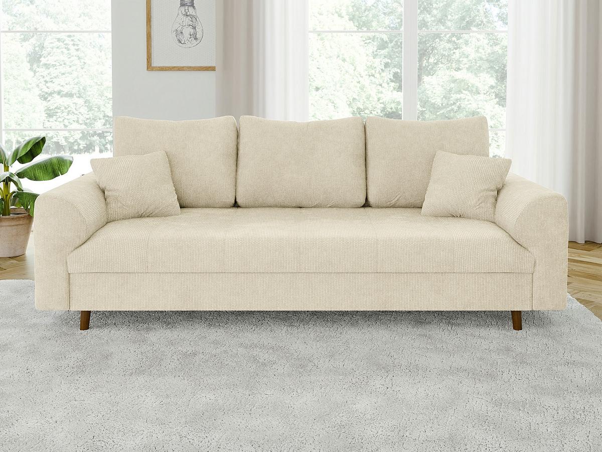 3-SITZER-SOFA Sigurd Beige Chenille - Beige/Braun, Holz/Textil (210/81/93cm) - S-Style Möbel