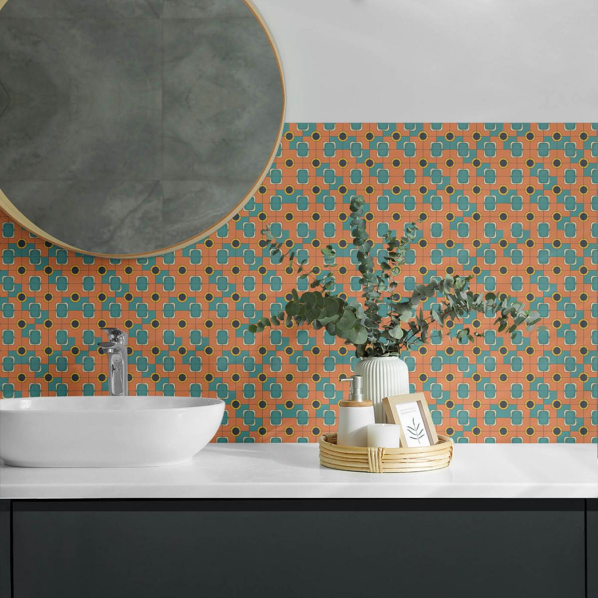 WANDPANEEL 10x 40x20 cm selbstklebend Retrovia - Dunkelorange, Kunststoff (20/1.6/40cm) - Wallfluent