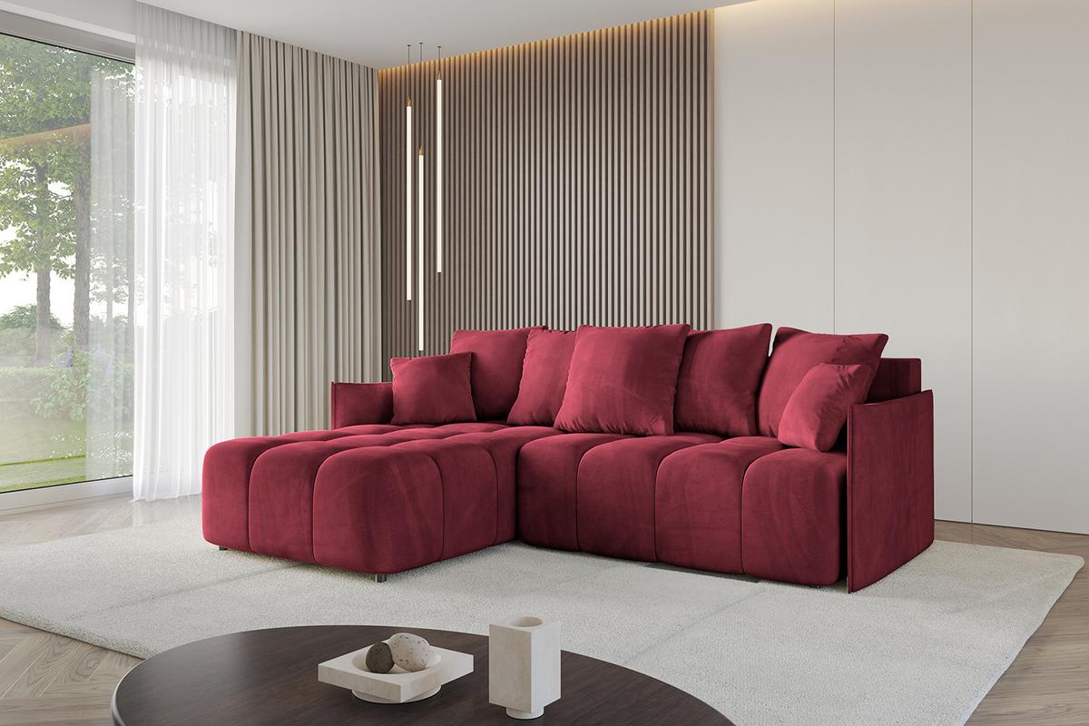ECKSOFA Ottomane links LONLI-L 251x189x68 Bordeaux Velours - Bordeaux, Holzwerkstoff/Kunststoff (251/189cm) - ALTDECOR