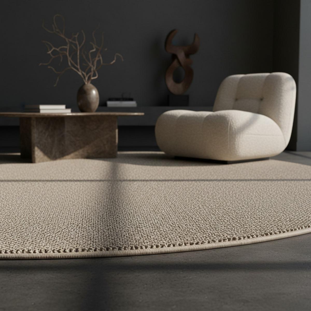 TEPPICH Flachgewebe CIMA in Braun, einfarbig, Ø 160 cm - Braun, Textil (160/160cm) - KADIMA DESIGN