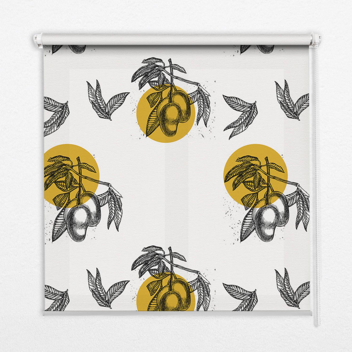 INNENROLLO - Fensterrollo - Rollo - 100x180 cm - Früchte und gelbe Kreise - Grau, Kunststoff (100/180/0.5cm) - TULUP