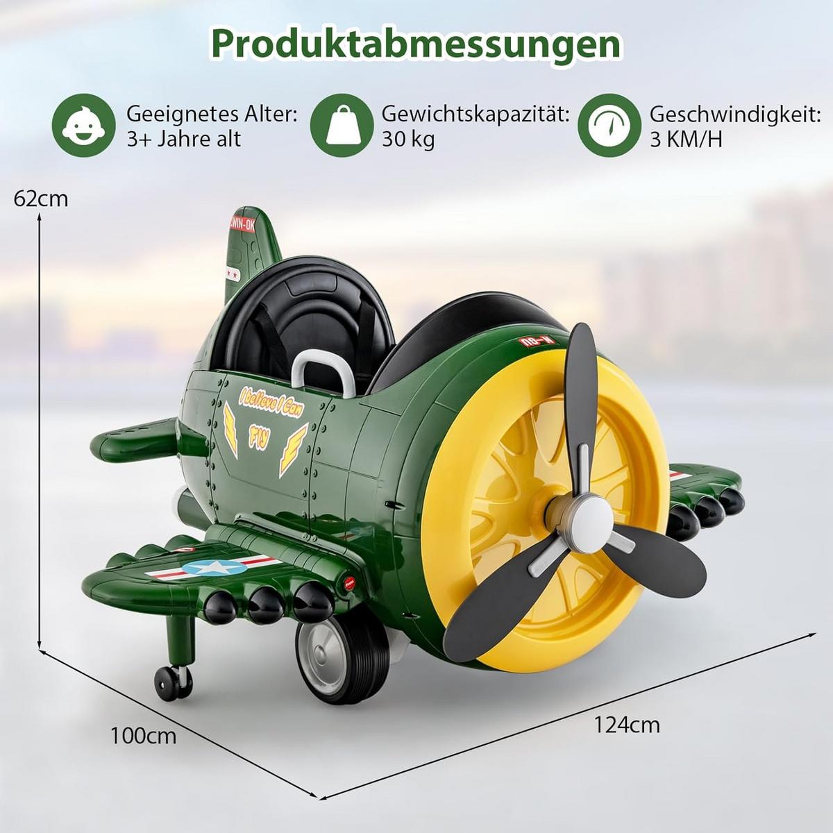 ELEKTROAUTO Kinder Grün - Grün, Kunststoff (124/62/100cm) - COSTWAY