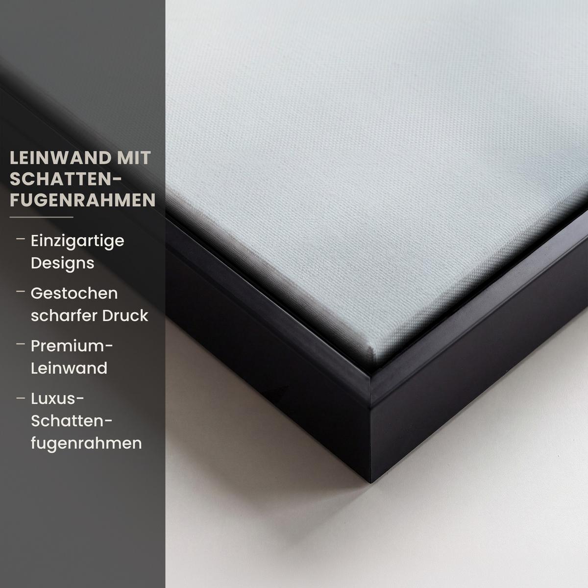 LEINWAND Bilder mit Rahmen - Hirsche - Tiere - Landschaft - Winter - Schnee - 80x120 - Kastanienfarben, Textil (80/120cm) - MuchoWow