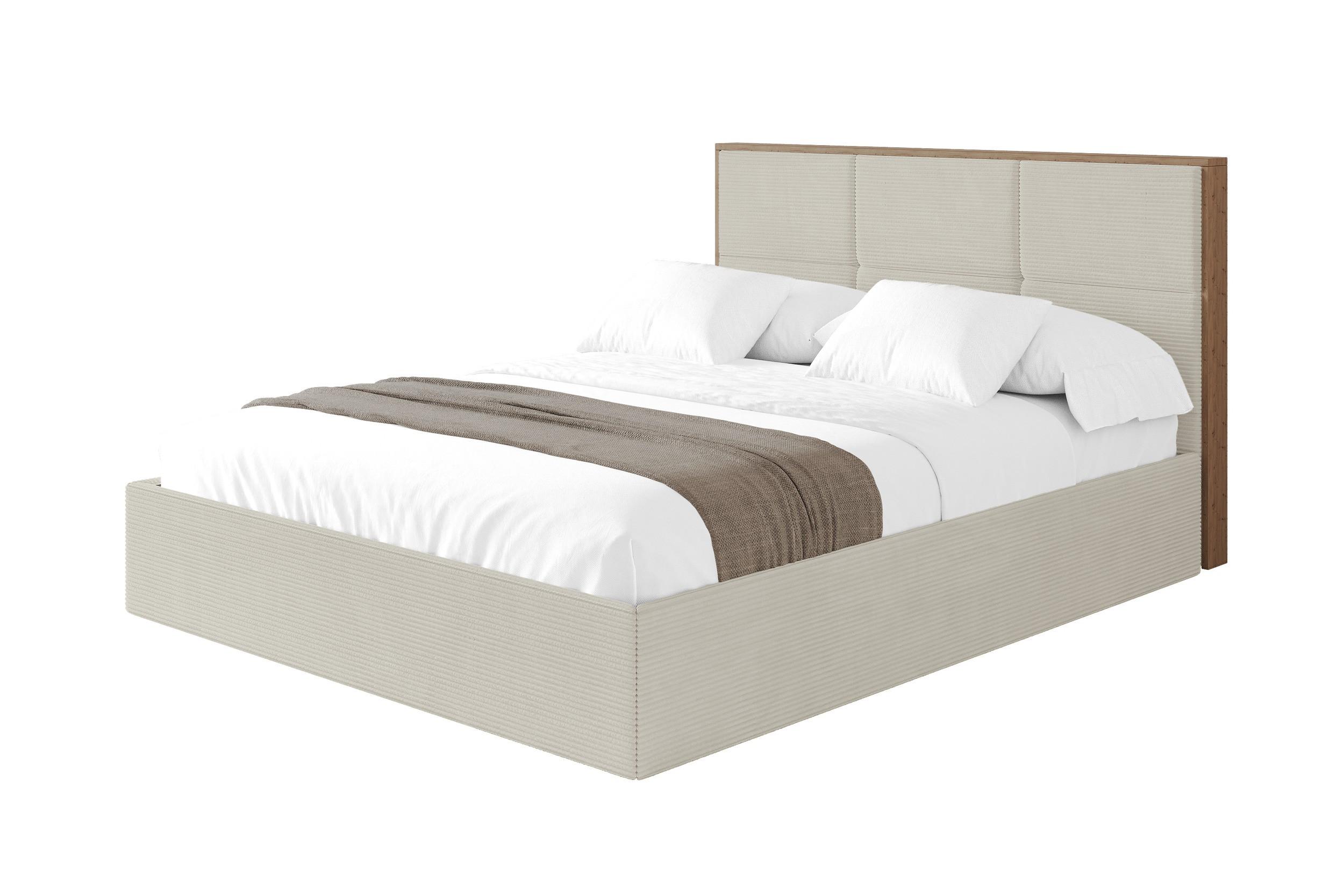POLSTERBETT mit Bettkasten und Lattenrost, Boxbett ohne Matratze - LILA 140x200 Creme - Creme, Holzwerkstoff/Textil (140/200cm) - ALTDECOR