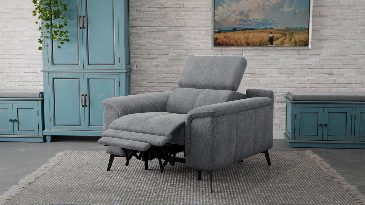 SESSEL FIERO mit Relaxfunktion, grau - Schwarz/Grau, Holzwerkstoff/Textil (114/82/103cm) - Wozimo
