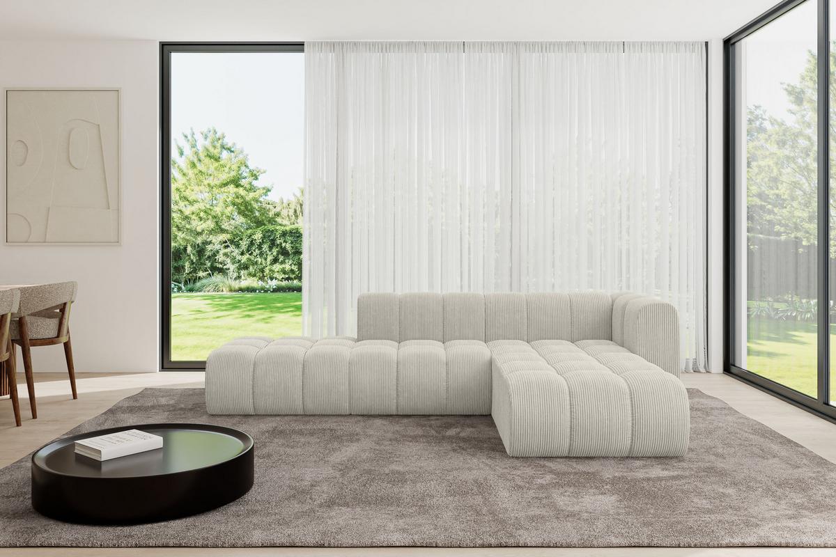 ECKSOFA modulares Sofa Zuvon-L1 - 296x177x70 cm Creme - Hellgrau/Creme, Holzwerkstoff/Textil (296/177cm) - ALTDECOR