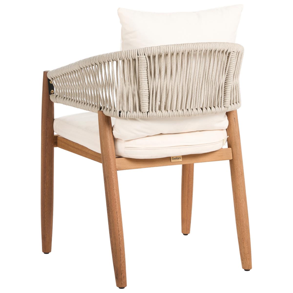 GARTENSTUHL 2er Set Akazienholz Weiß Marzamemi - Braun/Weiß, Holz (59/87/53cm) - Beliani