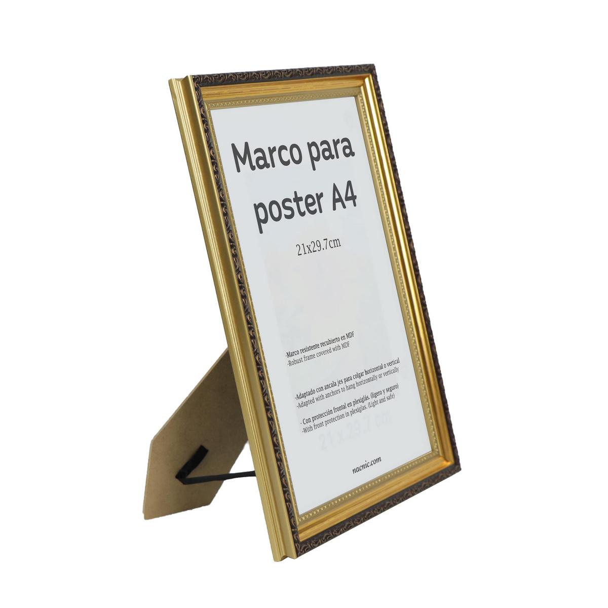 RAHMEN Set mit 3 aus MDF und Acrylglas Schutz und Aussteller für Fotografien, Bilder, Poster, Gemälde, Dekoration für Haus Farbe Hellholz A4 - Beige, Holz (21/3cm) - Nacnic