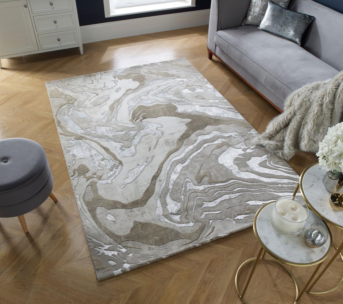 TEPPICH OUSE, abstrakt, Beige, 80 x 150 cm - Beige, Textil (80/150cm) - KADIMA DESIGN