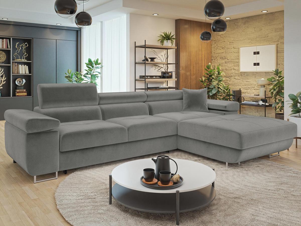 ECKSOFA Torezio Mini, Seite: Rechts - Silberfarben, Holz/Textil (280/170cm) - MIRJAN24
