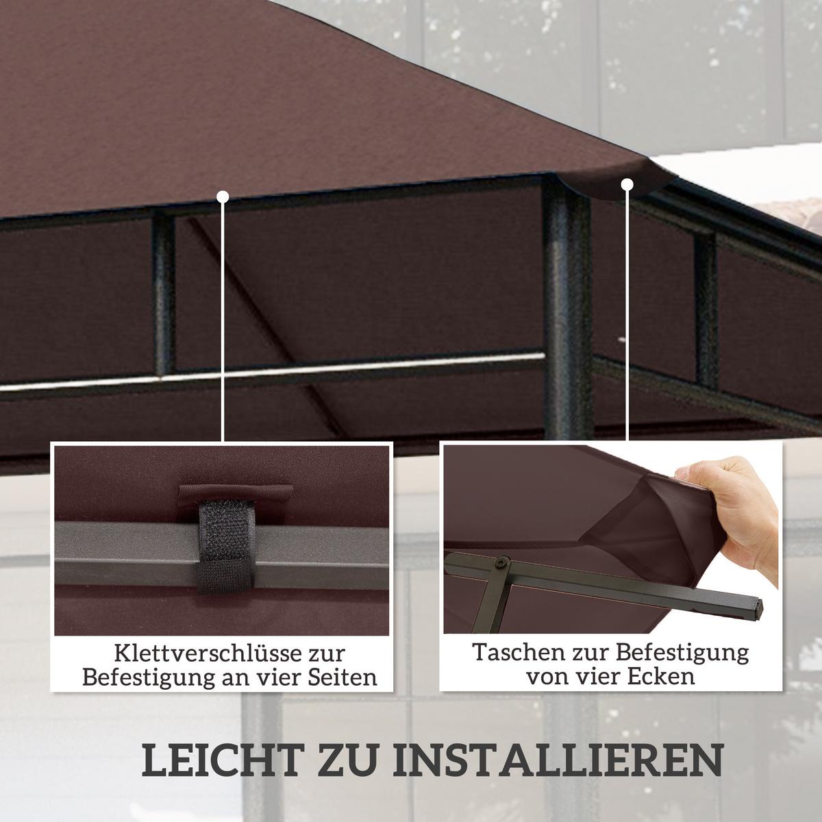 PAVILLON-ERSATZDACH Polyester Kaffee - Braun, Kunststoff (298/1/298cm) - Outsunny