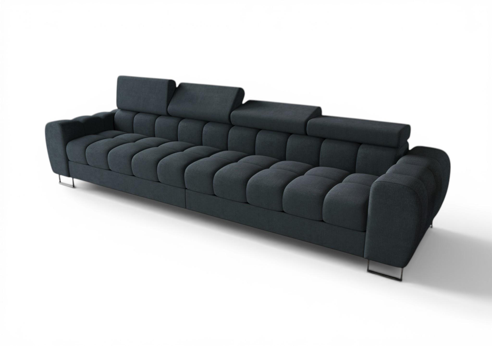 SOFA 4-sitzer Bastien In Stoff Moly - Anthrazit, Holzwerkstoff/Textil (335/95/97cm) - Fun Möbel