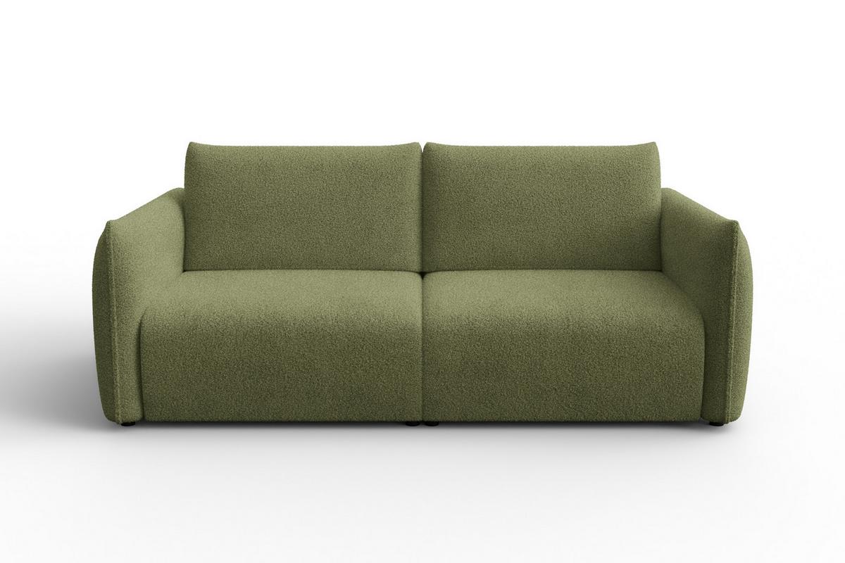 SOFA TAUER 3-Sitzer, Bouclé-Stoff grün - Schwarz/Grün, Holz/Textil (206/84/112cm) - Courtois Laville