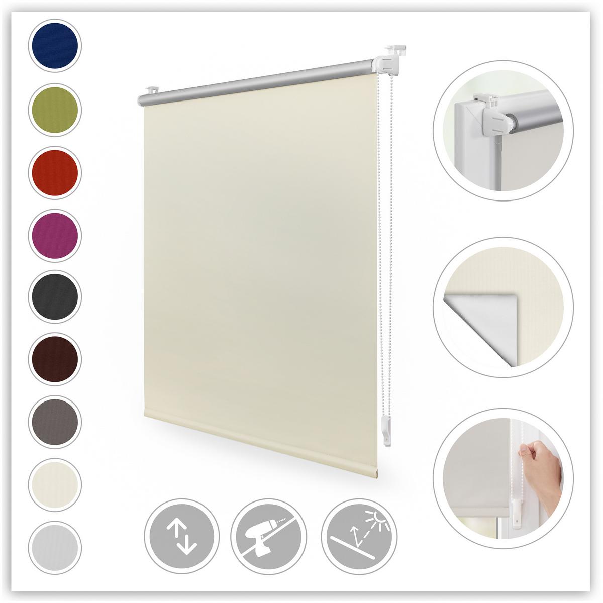 THERMO-ROLLO KLEMMFIX, OHNE BOHREN, VERDUNKELUNG - Creme, Kunststoff (95/150cm) - Lichtblick Original