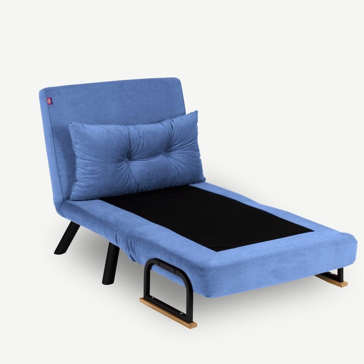 SESSEL mit Stoffbezug und Metallfüßen, umwandelbar 67/50/41 cm - Blau, Metall (50/41/60cm) - Calicosy