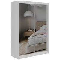 SCHWEBETÜRENSCHRANK 150 - DUBROWNIK - Weiß mit Spiegel - Alufarben/Weiß, Holzwerkstoff/Metall (150/216/61cm) - MKS