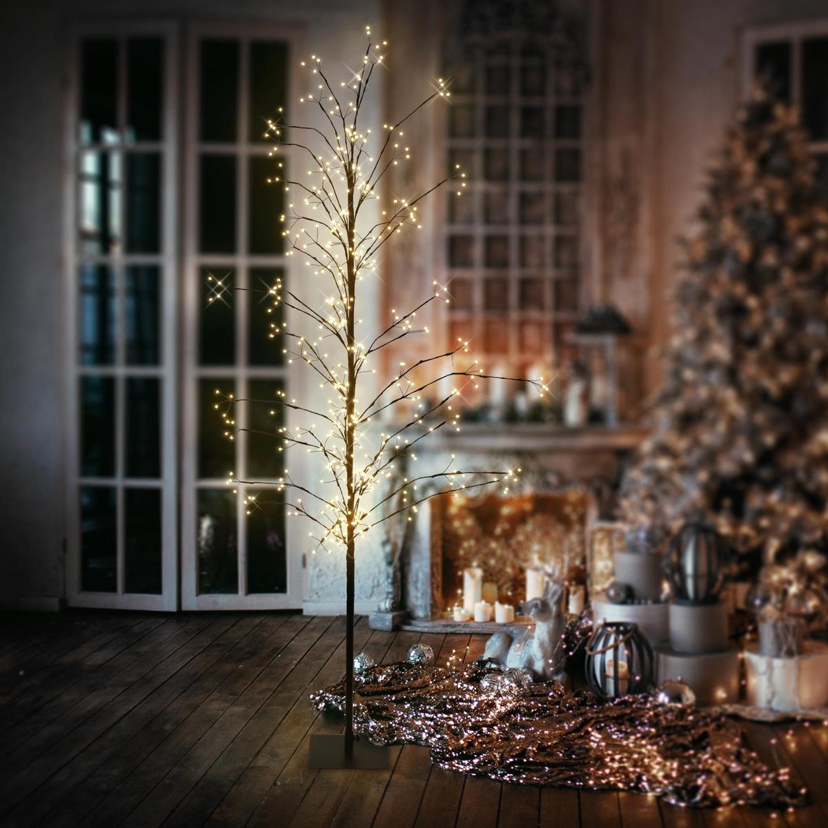 LED-BAUM 180 cm 480LED Warmweiß Timer Außen Flexibel Zweige - Schwarz, Kunststoff (180cm) - ECD-Germany