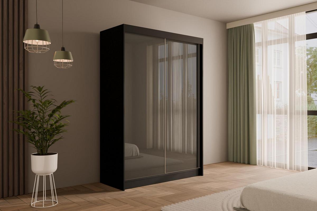 KLEIDERSCHRANK PEKA - 120 cm - Schwarz|Grau - Schwarz/Grau, Holzwerkstoff (120/215/61cm) - ALTDECOR