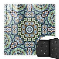 SCHLÜSSELBOX Schwarz 30x30 cm- Türöffnung nach rechts - Farbenfrohes Mosaik - Blau, Metall (30/30/5cm) - TULUP