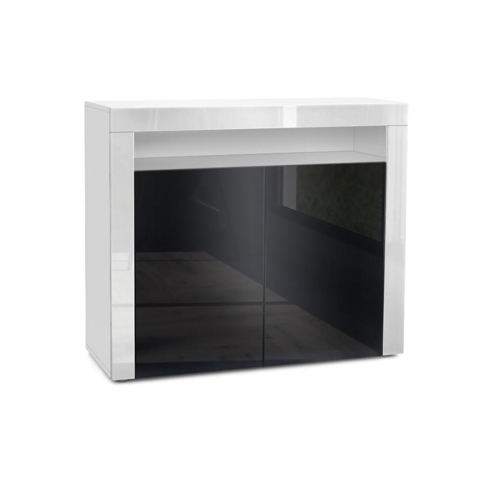 KOMMODE Valencia Schwarz Hochglanz / Weiß Hochglanz - Schwarz, Holzwerkstoff (108/92/40cm) - Vladon