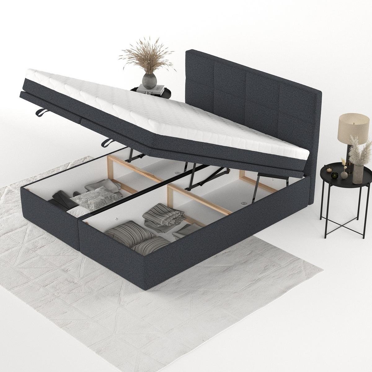 BOXBETT Tessa 180/200 cm Anthrazit im Riva Stoff - Anthrazit/Schwarz, Holz/Holzwerkstoff (180/200cm) - AltaBeds