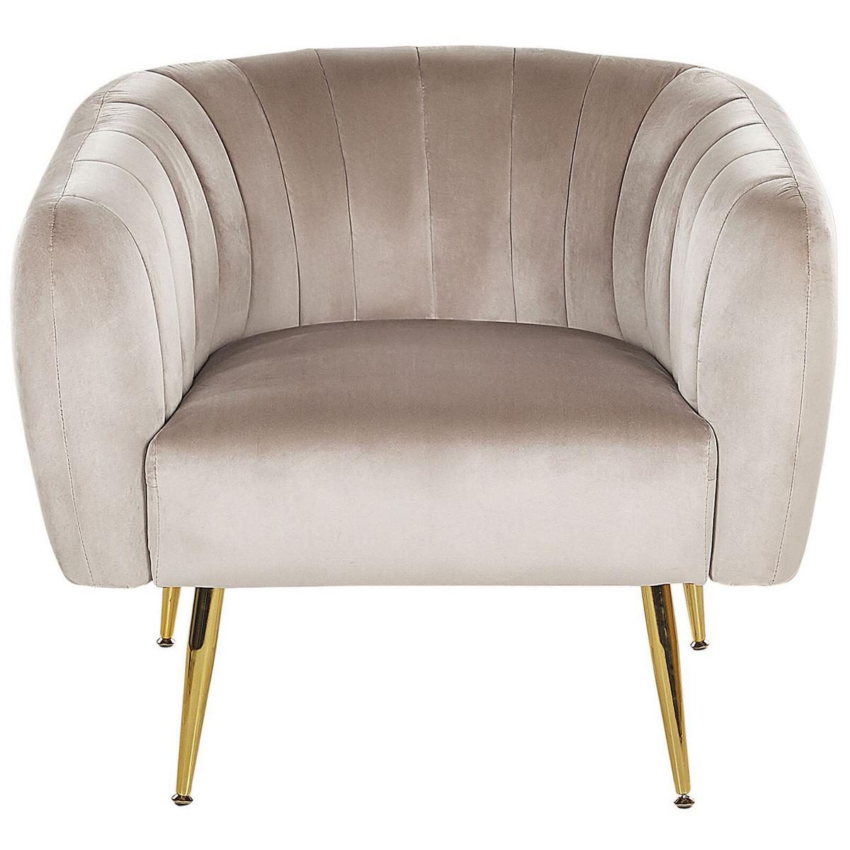 SESSEL Samtstoff Beige Laconia - Beige, Textil/Metall (85/72/62cm) - Beliani