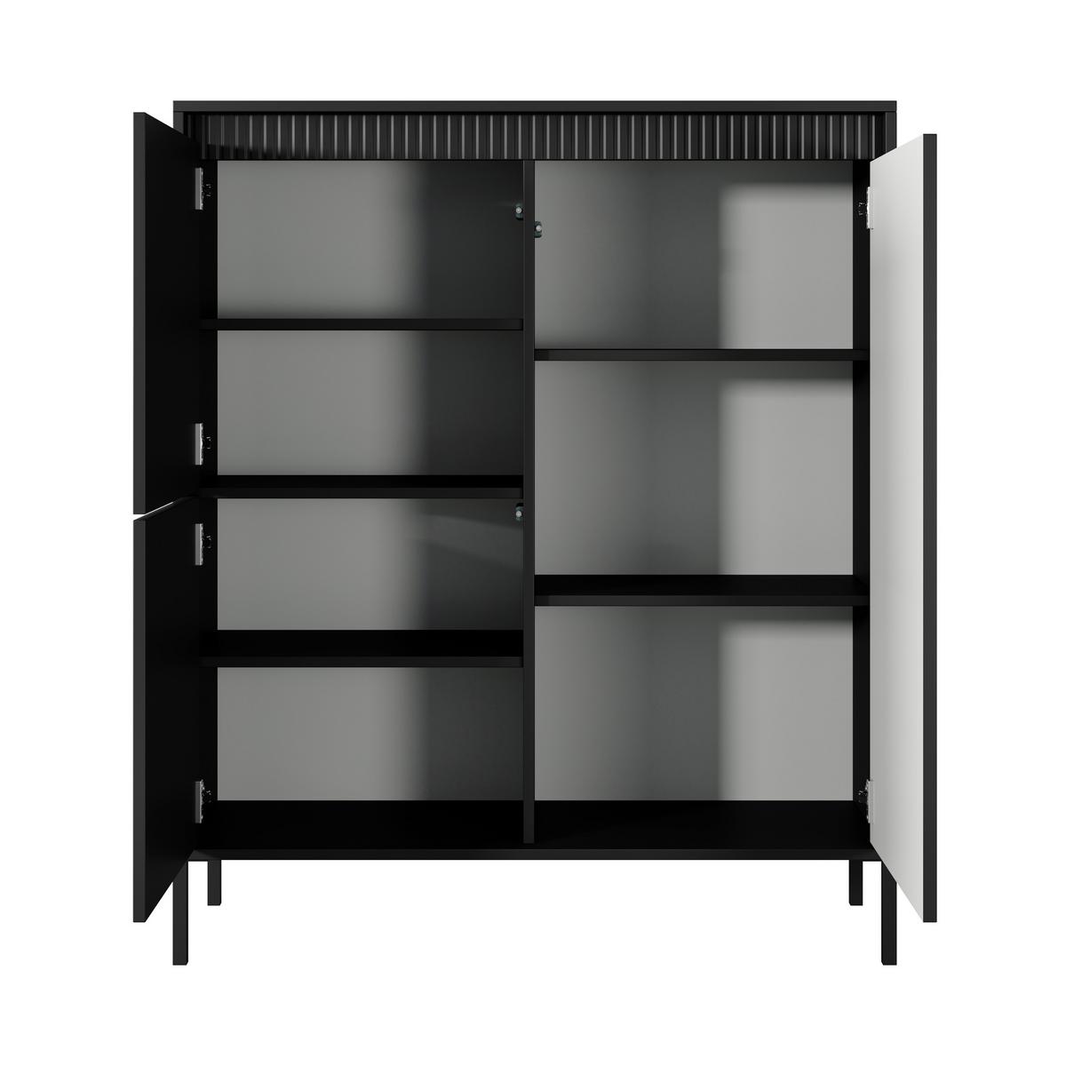 HIGHBOARD SENSATO 104/123/40 cm mit 3 Türen Schwarz - Schwarz, Holzwerkstoff (104/123/40cm) - MASSENO