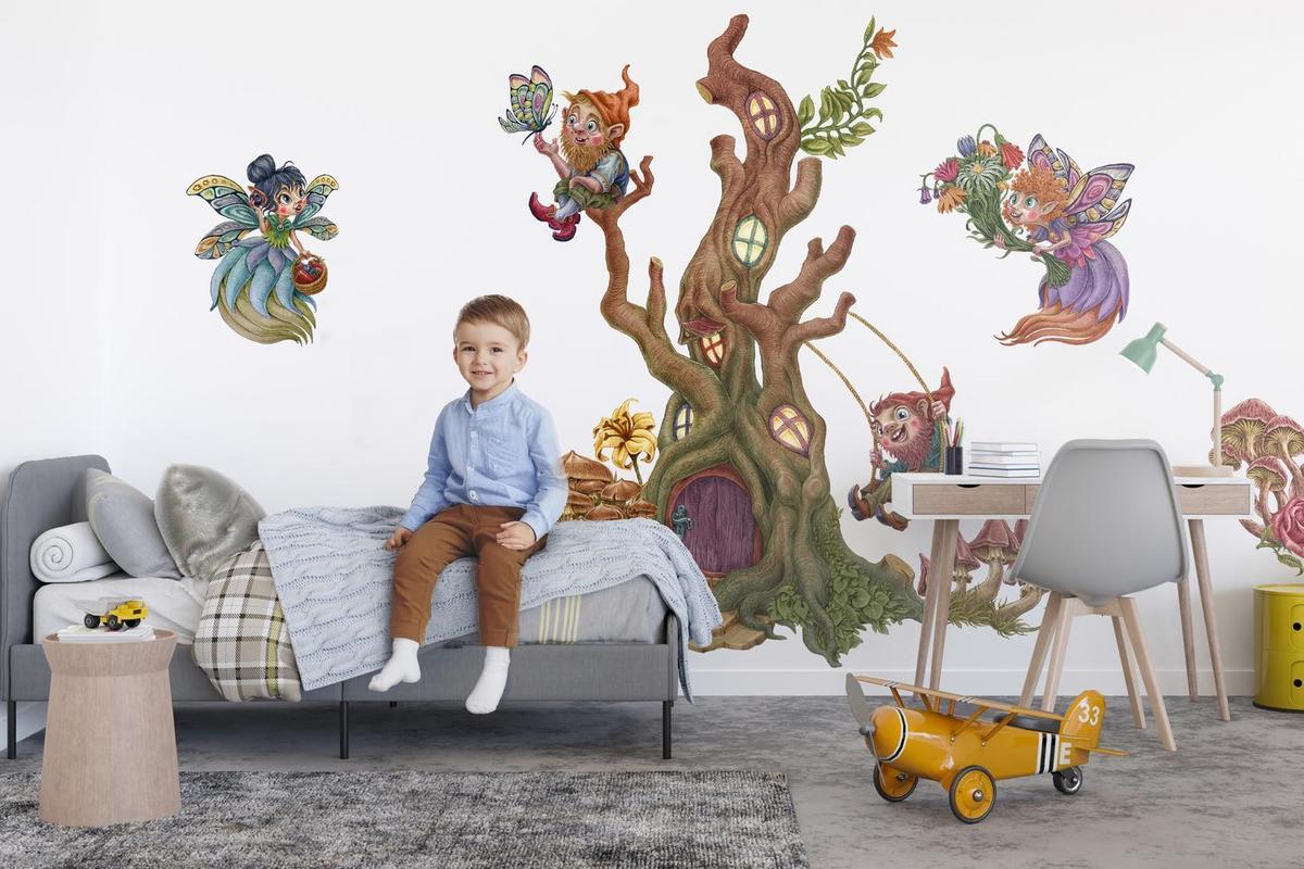 WANDAUFKLEBER 60x62cm - Feenwald - Multicolor, Kunststoff (60/62/0.1cm) - Wallfluent