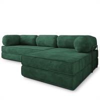 ECKSOFA ETERA modulares Boneless Sofa mit Schlaffunktion Grün Kordstoff - Grün, Textil (270/160cm) - MASSENO