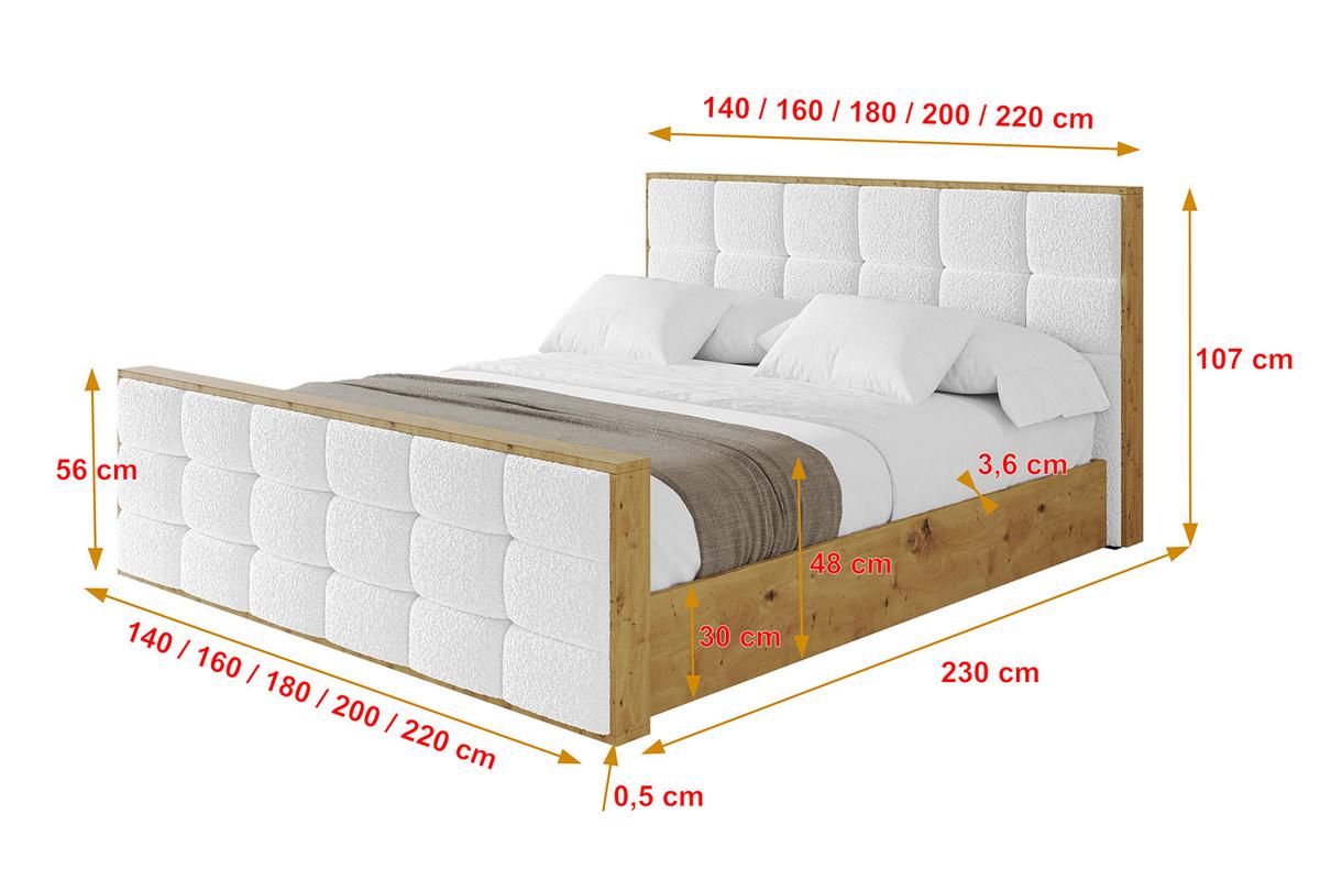 POLSTERBETT mit Bettkasten, Fußteil und Lattenrost, Boxbett ohne Matratze - ENZO2-Z 180x200 Weiß - Weiß, Holzwerkstoff/Textil (180/200cm) - ALTDECOR