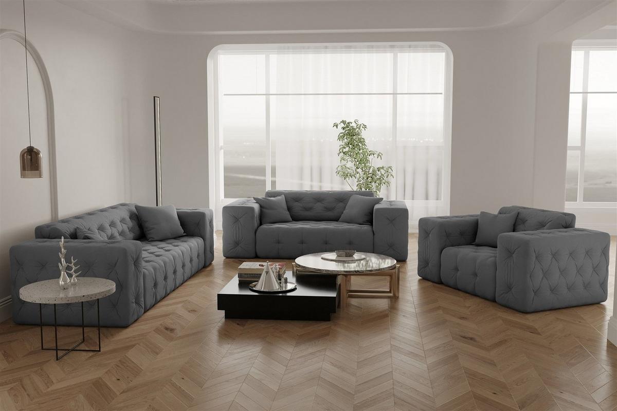 SOFA 2-sitzer Chantal - Grau, Holzwerkstoff/Textil (186/78/96cm) - Fun Möbel