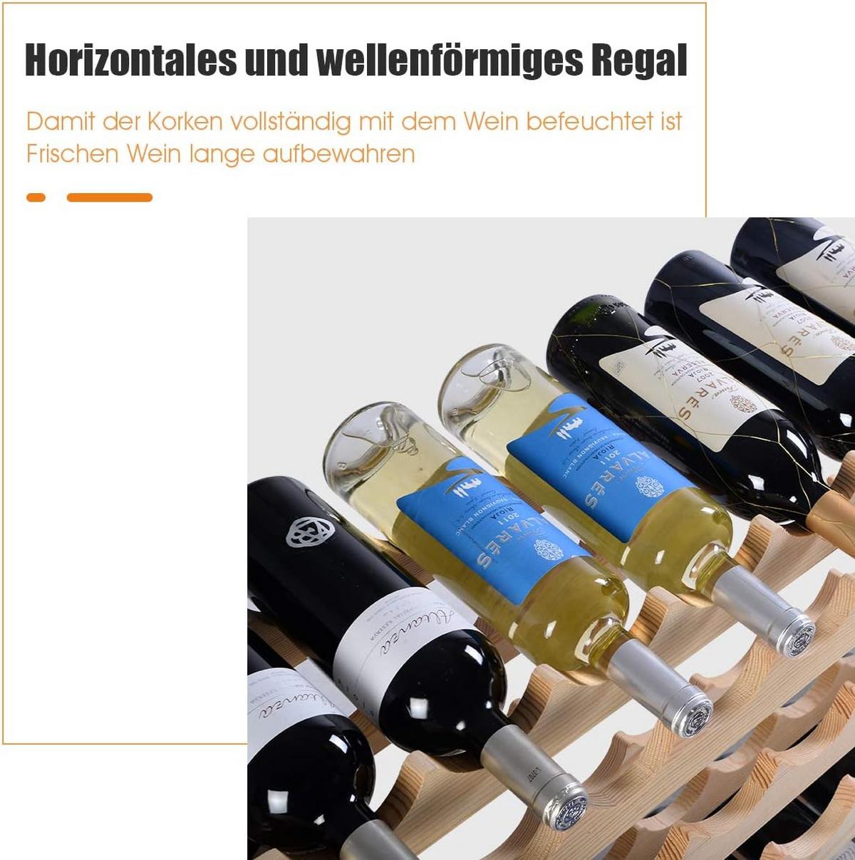 WEINREGAL 72 Flaschen Holz - Naturfarben, Holz (119/72/29cm) - COSTWAY