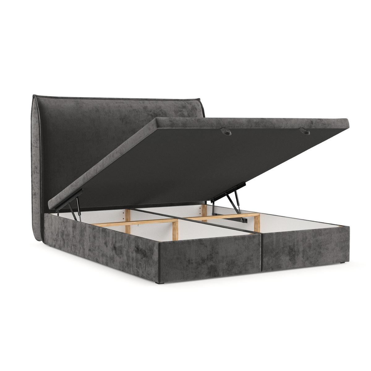 POLSTERBETT Tuvalu mit Stauraum 200/200 cm Stahl im Lotta Stoff - Graphitfarben/Schwarz, Holz/Holzwerkstoff (200/200cm) - AltaBeds