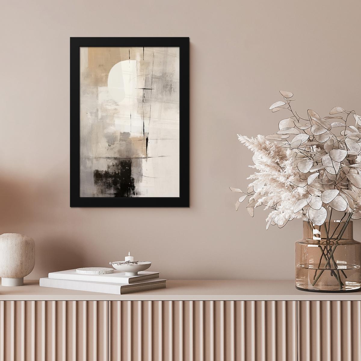 POSTER MIT RAHMEN Abstrakt - Kunst - Grau Poster 20x30 cm - Hellgrau, Papier (20/30cm) - MuchoWow