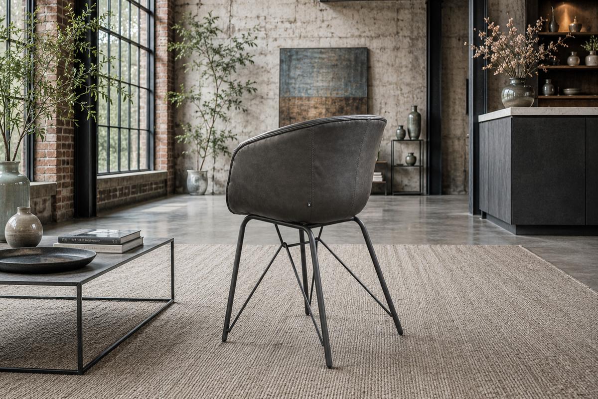 STUHL DANI Braun Kunstleder (4er-Set) - Braun, Leder (60/79/52cm) - KAWOLA