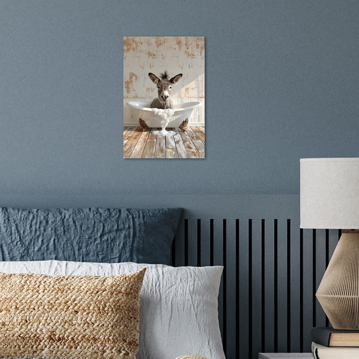POSTER Esel - Tiere - Badewanne - Schaumstoff Room Decor 20x30 cm - Weiß, Papier (20/30/0.1cm) - MuchoWow