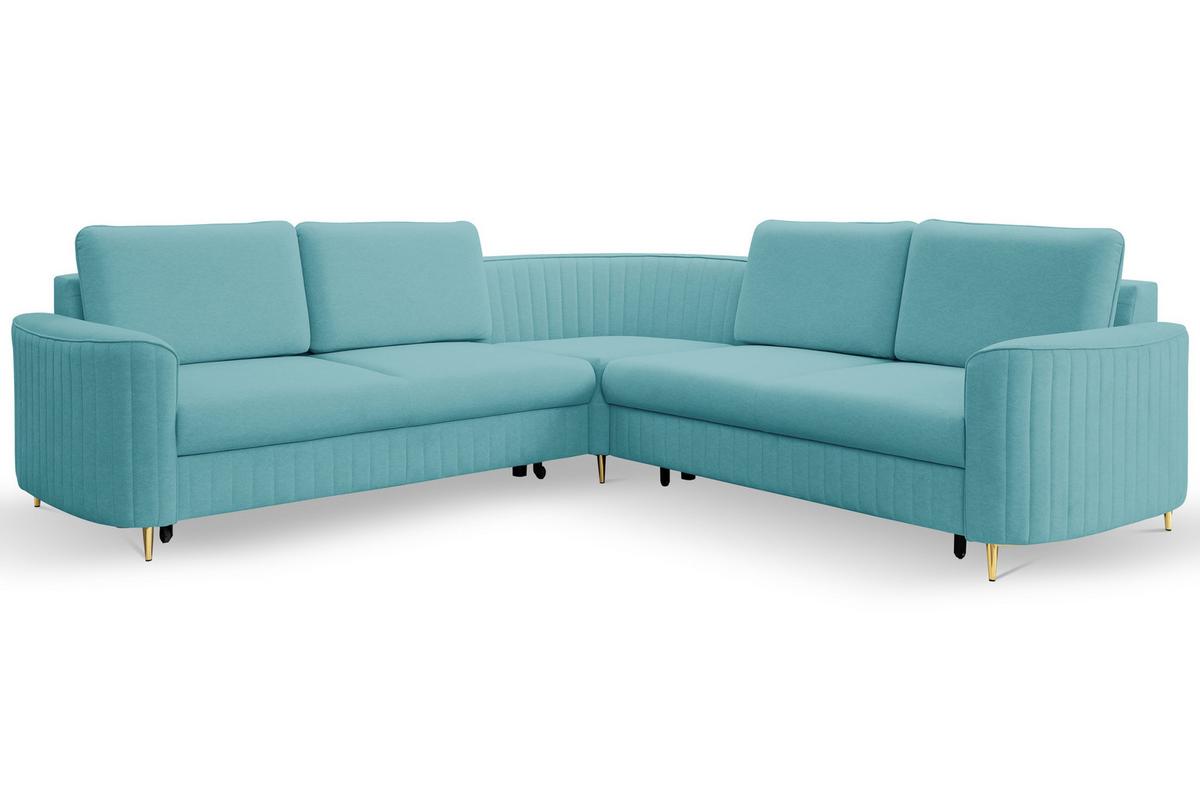 ECKSOFA VELA L-S Grün Velours-Stoff mit Schlaffunktion - Grün, Holz (251/251cm) - MASSENO