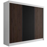 KLEIDERSCHRANK mit Lamel-Schiebetüren VILANv2 - 250 cm Weiß + Lamelle Eiche Wotan - Eiche Wotan/Weiß, Holzwerkstoff (250/215/61cm) - ALTDECOR