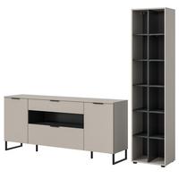 WOHNWAND kaschmir, schwarz 2-teilig 245 cm, Set mit Soft-Close-Funktion - Kaschmir/Schwarz, Holzwerkstoff/Kunststoff (245/192/41cm) - Inn.Furn