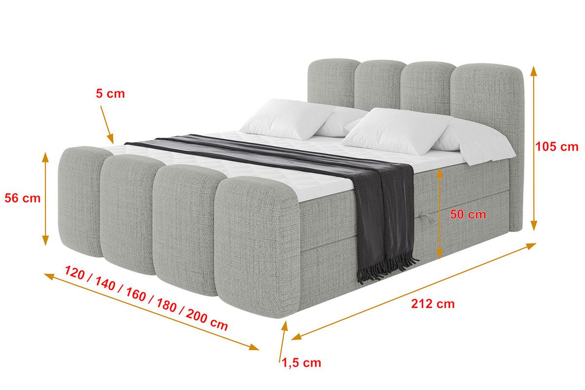 BOXBETT mit Matratze H4 und Lattenrost - NINA-Z - 180x200 cm Aragon - Hellgrau - Hellgrau, Holzwerkstoff (180/200cm)