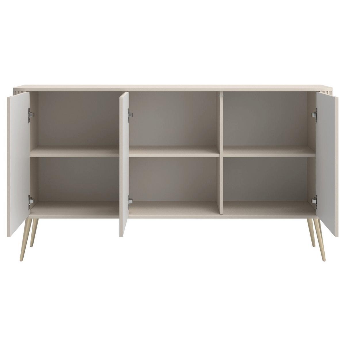 SIDEBOARD Ovarlo Greige mit Metallbeinen 163 cm - Taupe/Goldfarben, Holzwerkstoff/Metall (163.2/83.8/38cm) - Selsey