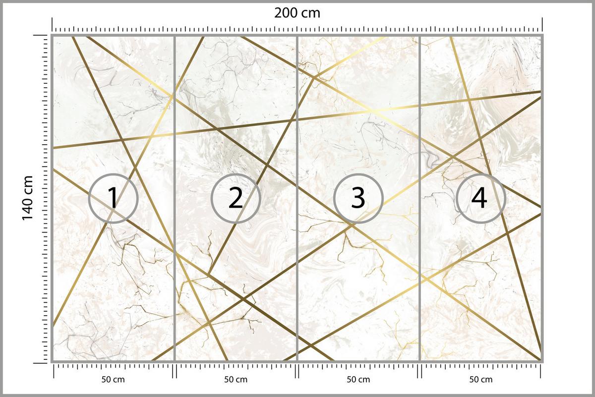 FOTOTAPETE Marmor Linien Abstraktion 200x140 - Gelb/Beige, Papier (200/140cm) - Muralo