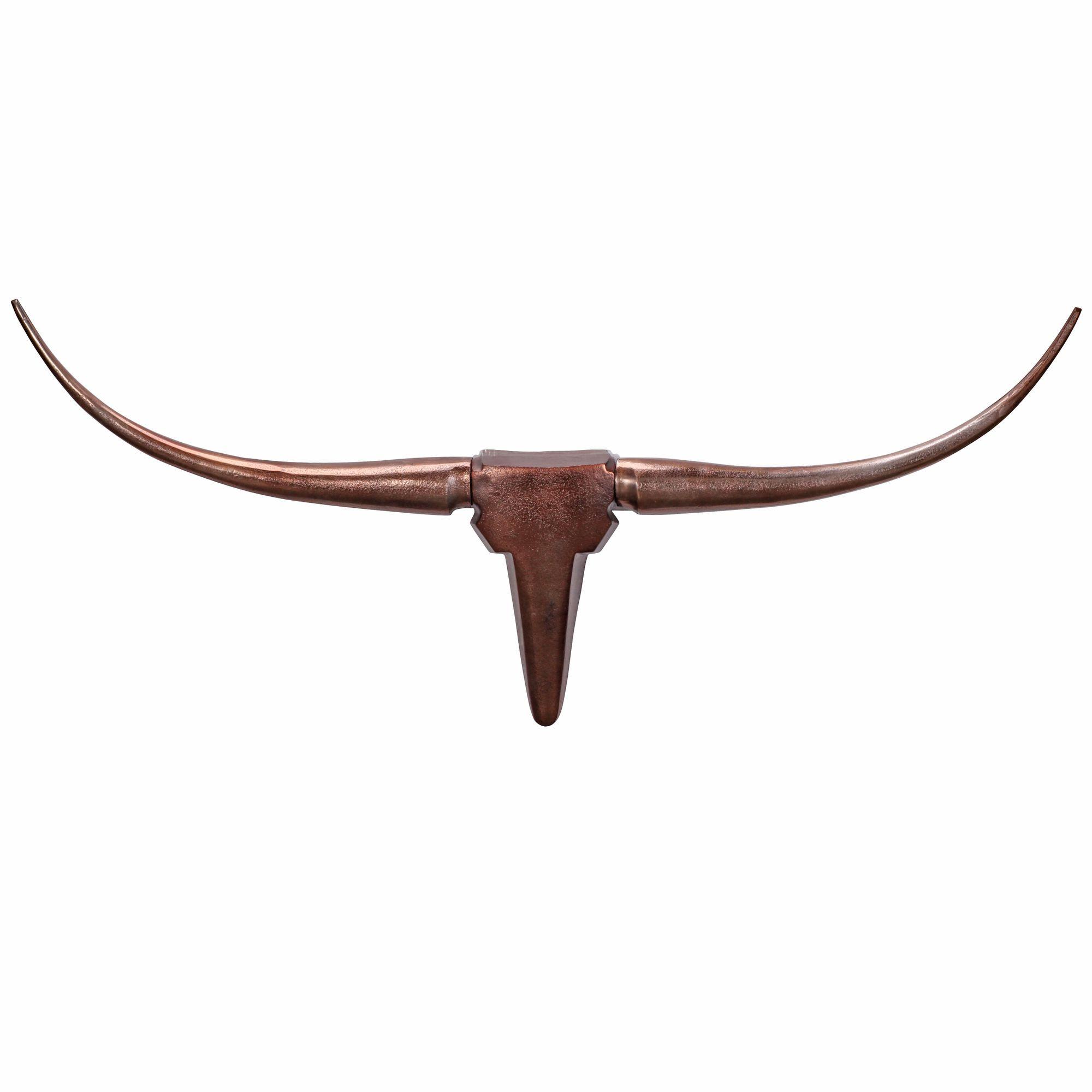 WANDDEKO Bull Geweih aus Aluminium 125 cm Breite, Bronze 100x6x40 cm - Braun, Metall (100/40/6cm) - KADIMA DESIGN