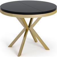 ESSTISCH Dina runder ausziehbarer, Schwarz 90-170/90/76 cm - Goldfarben/Schwarz, Holzwerkstoff/Metall (90/170/76cm) - WFL GROUP