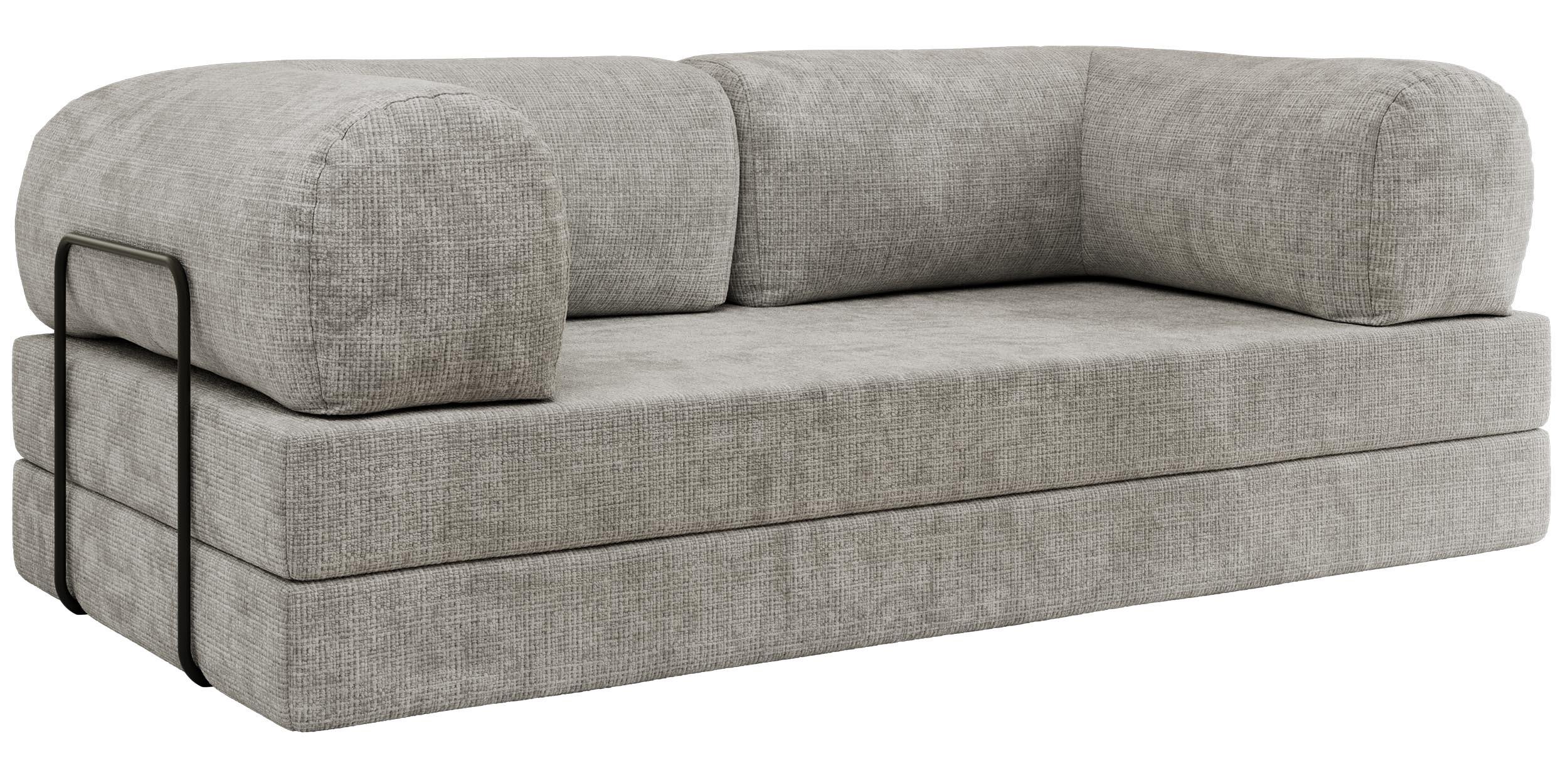 3-SITZER SOFA ORSETTO - Hellgrau Schenille grob gewebt - Hellgrau/Schwarz, Textil/Metall (200/70/100cm) - MKS